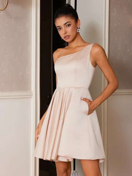 A-line One-Shoulder...