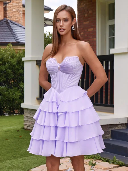 A-line Sweetheart Cascading...