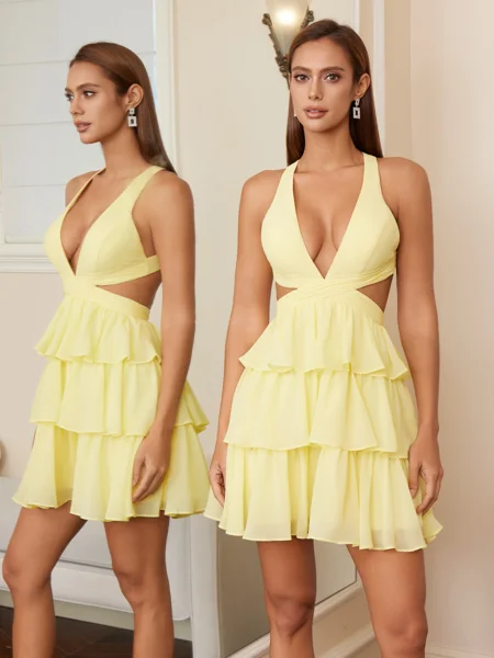 A-line Halter Cascading...