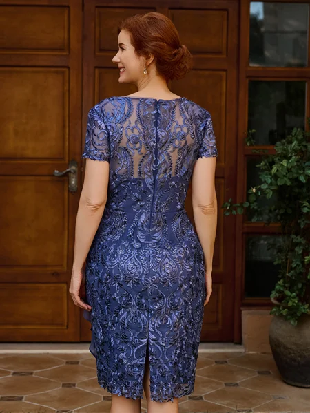 Sheath Scoop Short Sleeves...