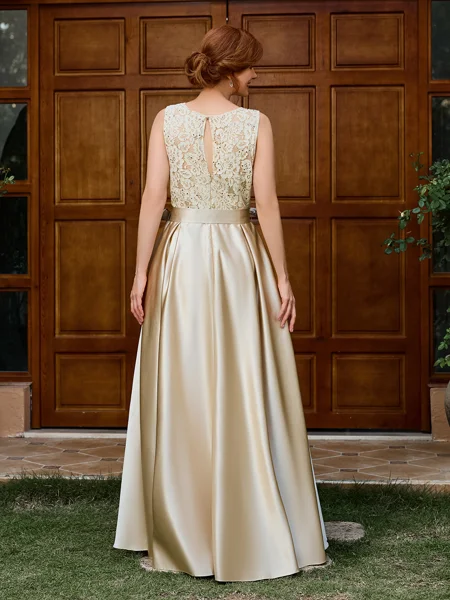 A-line Scoop Appliques Lace...