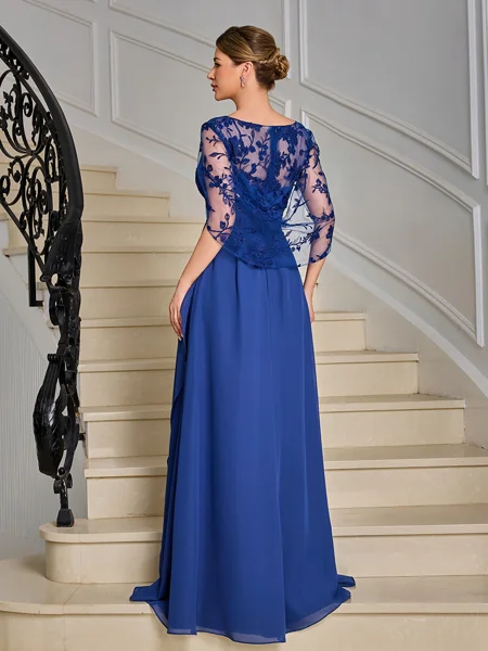 A-line Scoop Appliques Lace...