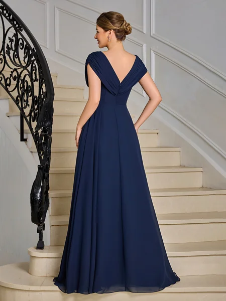 A-line V-neck Pleated...