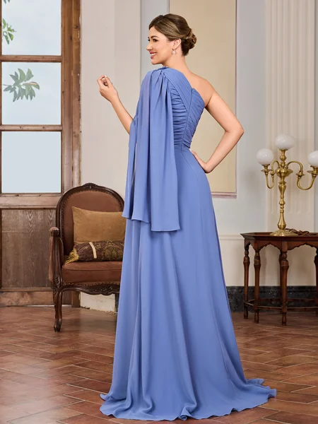 A-line One-Shoulder Long...