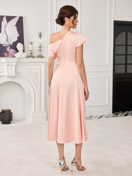 A-line One-Shoulder Short...