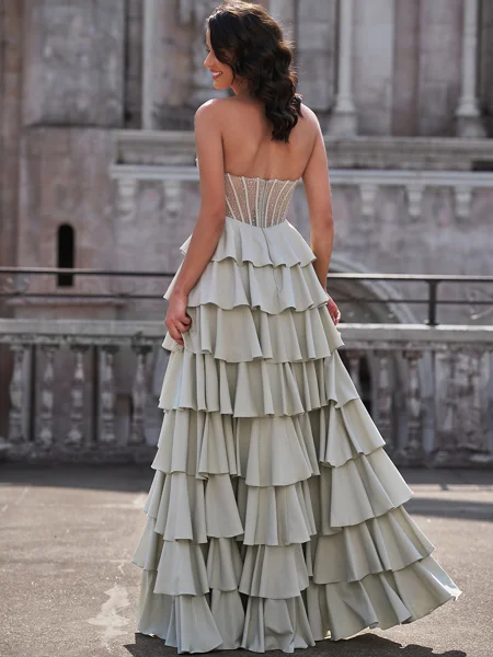 A-line Sweetheart Cascading...