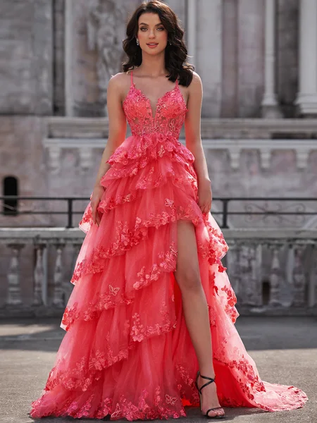 A-line V-neck Appliques...