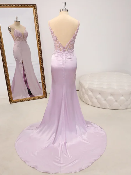 Sheath V-neck Appliques...