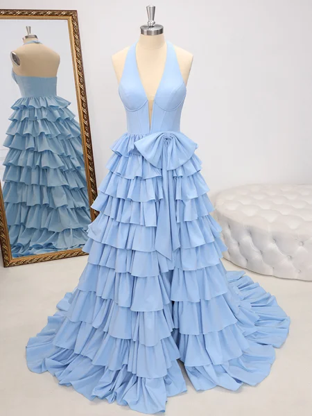 A-line Halter Bow Sweep...
