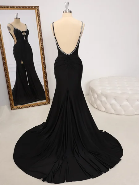 Sheath V-neck Bow Sweep...