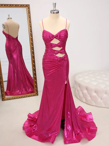 Sheath V-neck Bow Sweep...