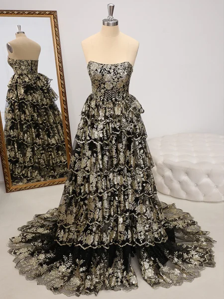 A-line Straight Appliques...