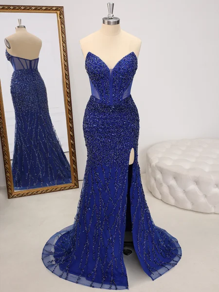 Sheath V-neck Sweep Train...