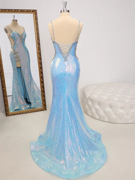 Sheath V-neck Rhinestone...