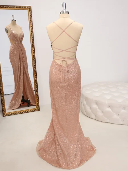 Sheath V-neck Pleated...