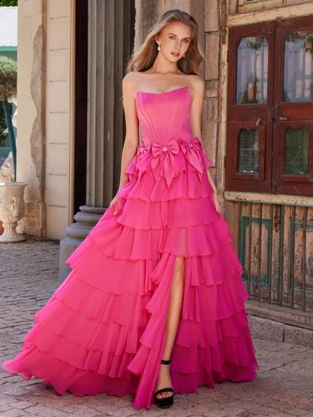 A-line Straight Bow Sweep...