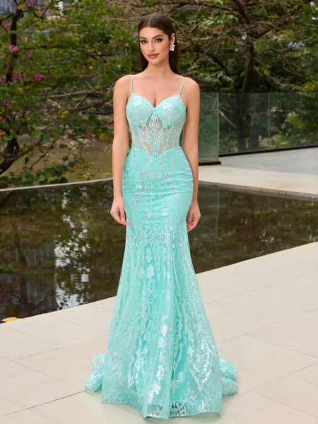 Sheath V-neck Sweep Train...