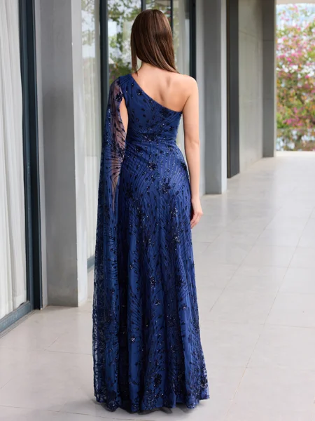 Sheath One-Shoulder Long...