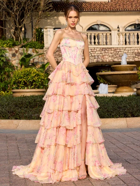 A-line Straight Cascading...