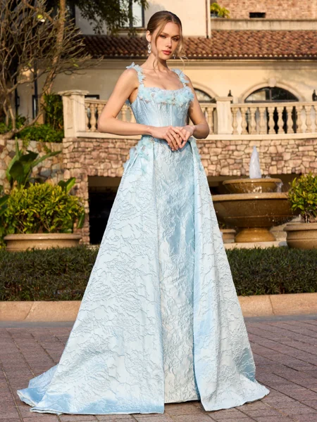 A-line Straps Flower...