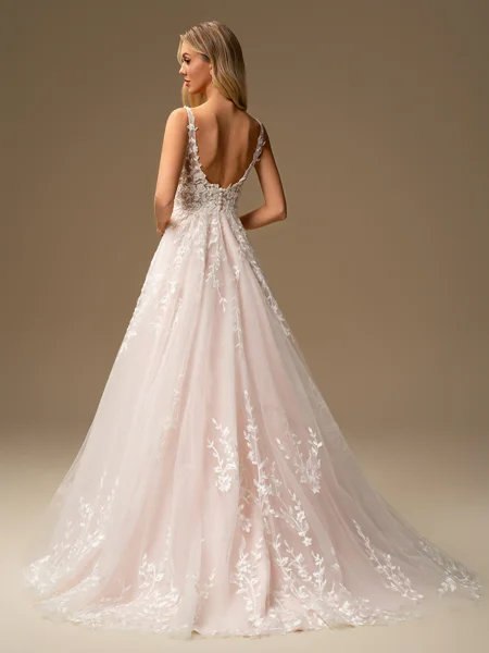 A-line Scoop Appliques Lace...