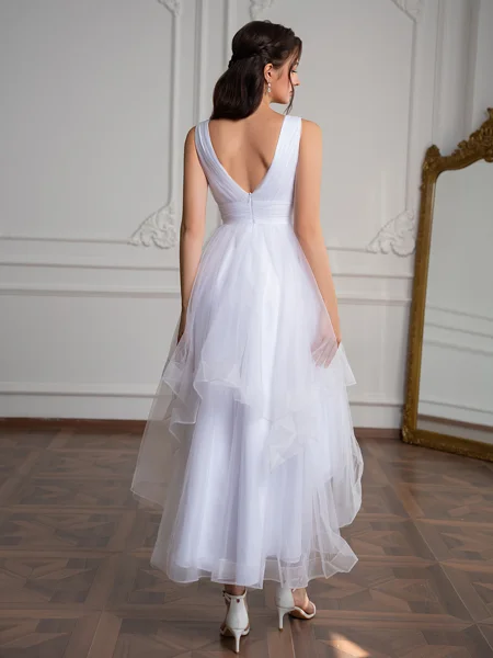 A-line V-neck Pleated...