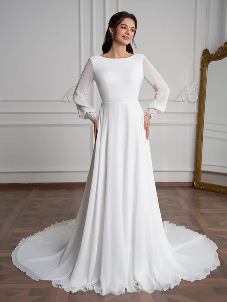 A-Line/Princess Chiffon...