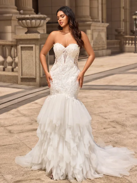 Trumpet/Mermaid Tulle Sweetheart Sleeveless Court Train Wedding Dresses
