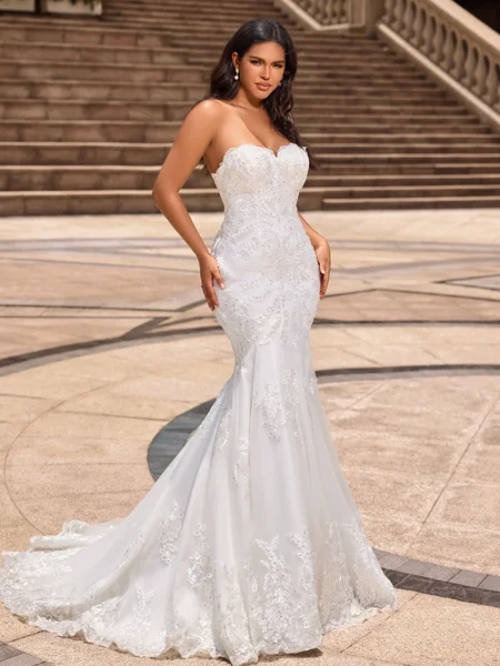Trumpet/Mermaid Tulle Sweetheart Sleeveless Court Train Wedding Dresses