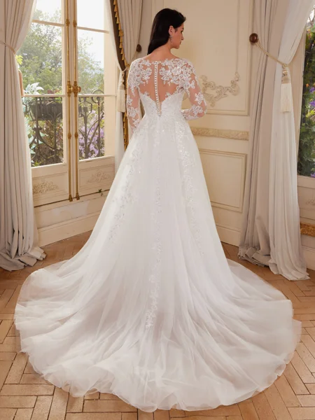 A-line Scoop Long Sleeves...