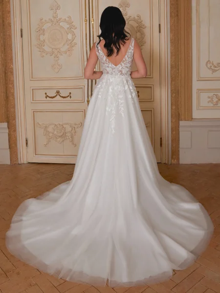 A-line V-neck Appliques...