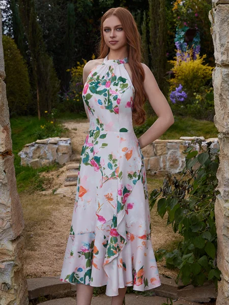 A-line Halter Bow...