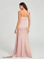 Sheath/Column One-Shoulder Floor-Length Sleeveless Silk Like Satin Bridesmaid Dress