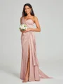 Sheath/Column One-Shoulder Floor-Length Sleeveless Silk Like Satin Bridesmaid Dress
