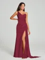 Sheath/Column One-Shoulder Floor-Length Sleeveless Silk Like Satin Bridesmaid Dress