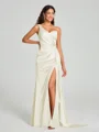 Sheath/Column One-Shoulder Floor-Length Sleeveless Silk Like Satin Bridesmaid Dress