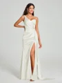 Sheath/Column One-Shoulder Floor-Length Sleeveless Silk Like Satin Bridesmaid Dress