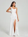 Sheath/Column One-Shoulder Floor-Length Sleeveless Silk Like Satin Bridesmaid Dress