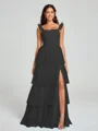 A-line/Princess Straps Floor-Length Sleeveless Tulle Bridesmaid Dress