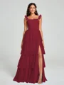 A-line/Princess Straps Floor-Length Sleeveless Tulle Bridesmaid Dress