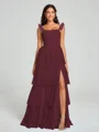 A-line/Princess Straps Floor-Length Sleeveless Tulle Bridesmaid Dress