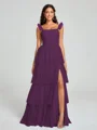 A-line/Princess Straps Floor-Length Sleeveless Tulle Bridesmaid Dress