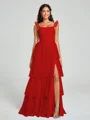 A-line/Princess Straps Floor-Length Sleeveless Tulle Bridesmaid Dress