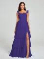 A-line/Princess Straps Floor-Length Sleeveless Tulle Bridesmaid Dress