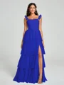 A-line/Princess Straps Floor-Length Sleeveless Tulle Bridesmaid Dress