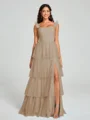 A-line/Princess Straps Floor-Length Sleeveless Tulle Bridesmaid Dress