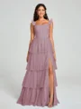 A-line/Princess Straps Floor-Length Sleeveless Tulle Bridesmaid Dress
