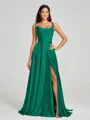 A-line/Princess Square Sweep Train Sleeveless Silk Like Satin Bridesmaid Dress