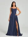 A-line/Princess Square Sweep Train Sleeveless Silk Like Satin Bridesmaid Dress