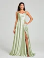 A-line/Princess Square Sweep Train Sleeveless Silk Like Satin Bridesmaid Dress